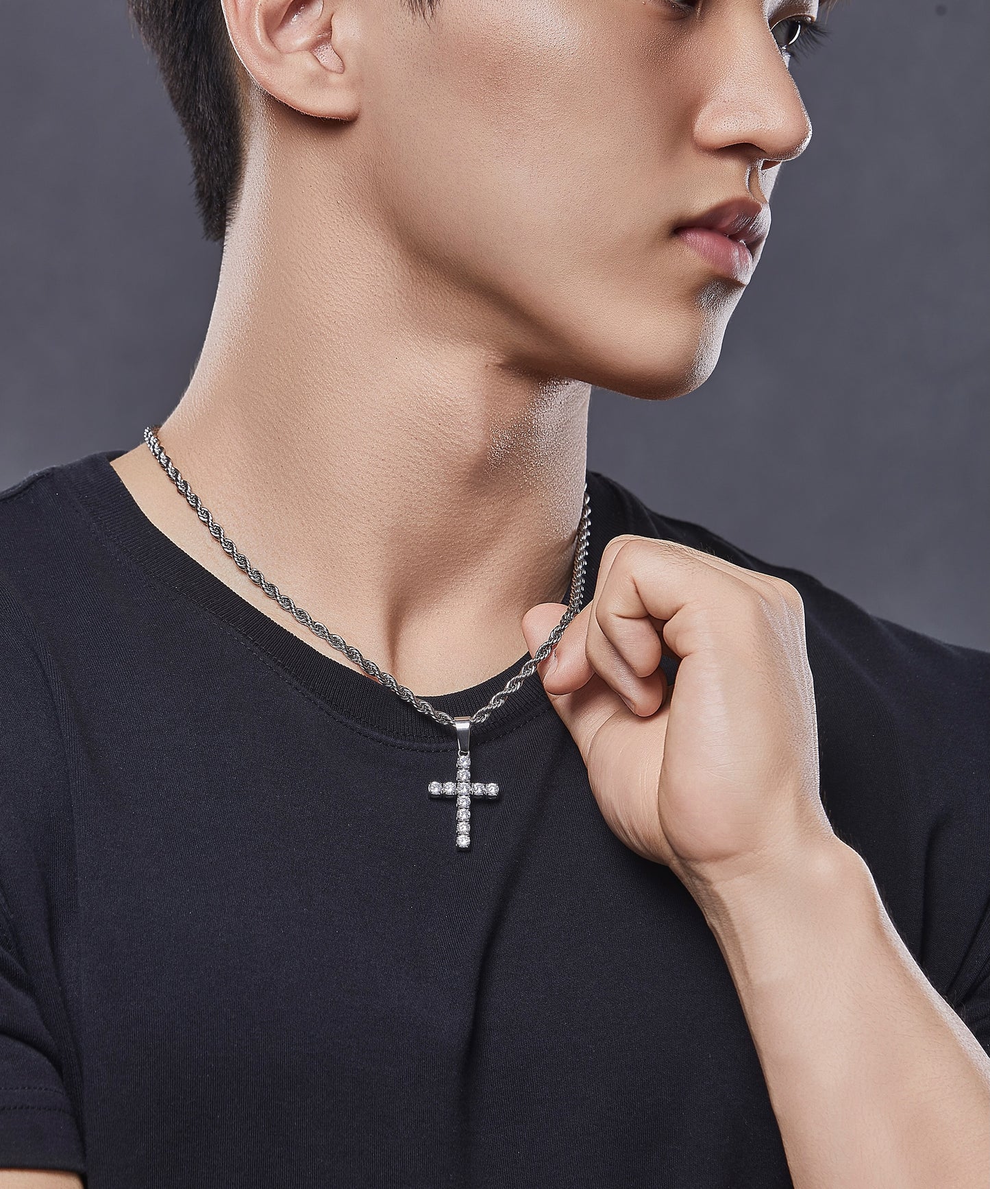 GYMCORE Cross Pendant & Rope Chain Set